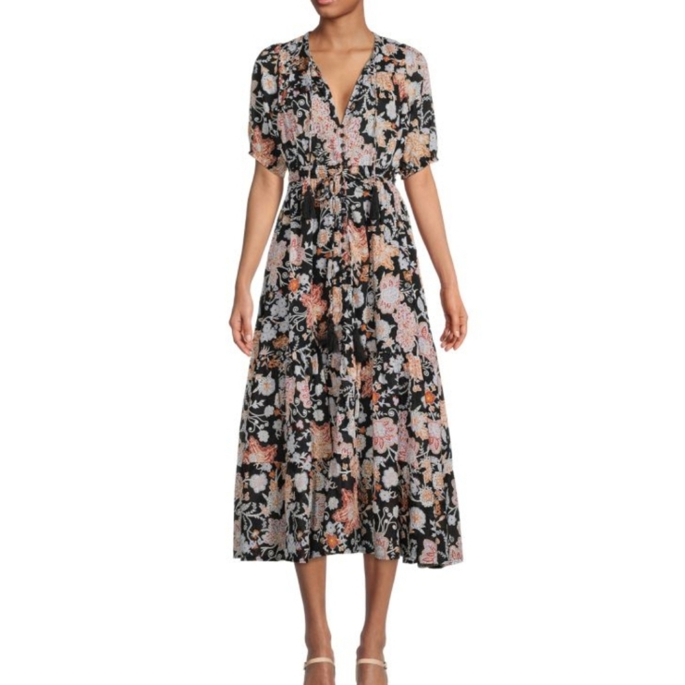 Saks Fifth Avenue Floral Tiered Midi Dress